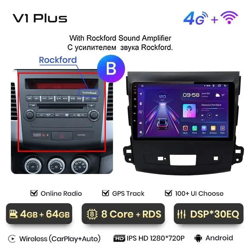 Radio nawigacja Mitsubishi Outlander xl 2 od 2005-2011 Citroen C-Crosser Android Auto Carplay - Multigenus