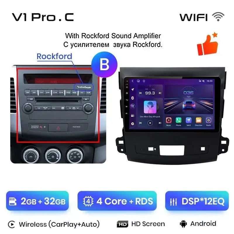 Radio nawigacja Mitsubishi Outlander xl 2 od 2005-2011 Citroen C-Crosser Android Auto Carplay - Multigenus
