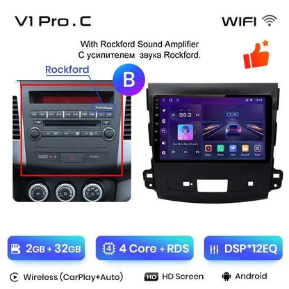 Radio nawigacja Mitsubishi Outlander xl 2 od 2005-2011 Citroen C-Crosser Android Auto Carplay - Multigenus