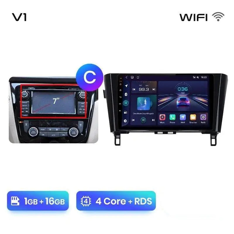 Radio nawigacja Nissan Qashqai J11 Nissan X trail T32 2014-2017 Android Auto Carplay - Multigenus