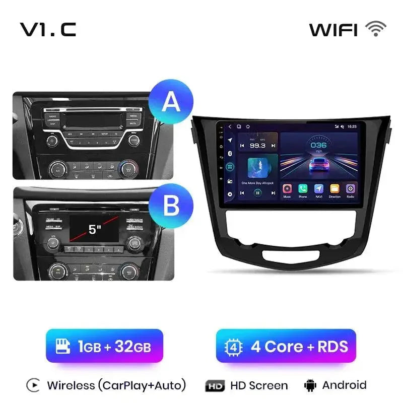 Radio nawigacja Nissan Qashqai J11 Nissan X trail T32 2014-2017 Android Auto Carplay - Multigenus