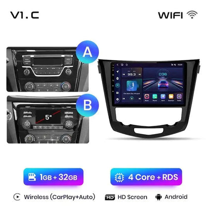 Radio nawigacja Nissan Qashqai J11 Nissan X trail T32 2014-2017 Android Auto Carplay - Multigenus