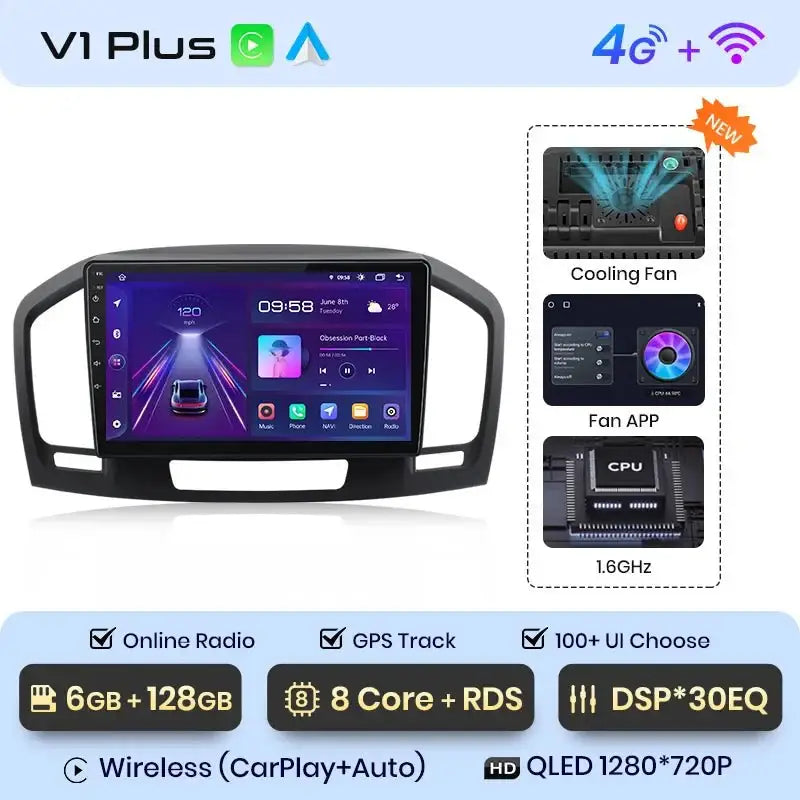 Radio Samochodowe V1 Plus dla Buick Regal i Opel Insignia (2009 - 2013) - Bezprzewodowy CarPlay i Android Auto - Odtwarzacz DVD 2 DIN - Multigenus
