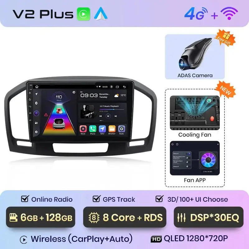 Radio dla Opel Insignia 2009 - 2013 - Bezprzewodowy CarPlay i Android Auto - Multigenus
