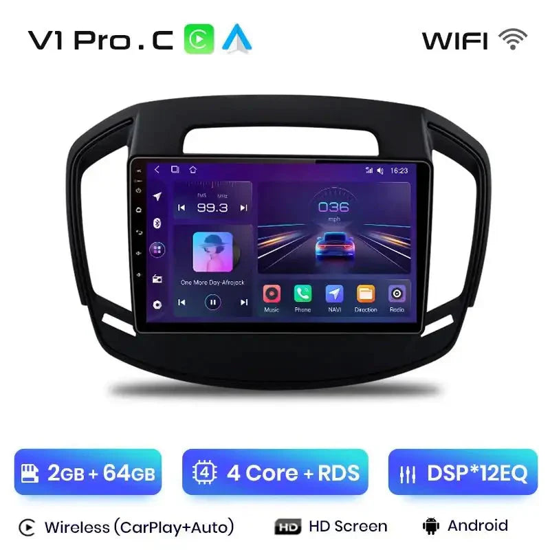 V1 Plus Radio Samochodowe dla Opel Insignia 2013 - 2017 | Bezprzewodowy CarPlay i Android Auto | 2DIN Bez DVD - Multigenus