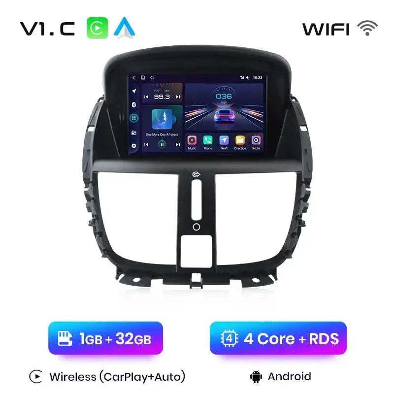 Radio dla Peugeot 207 207CC 2006 - 2015 – Bezprzewodowy CarPlay i Android Auto - Multigenus