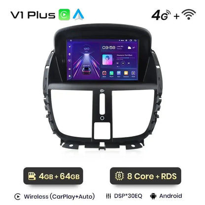 Radio dla Peugeot 207 207CC 2006 - 2015 – Bezprzewodowy CarPlay i Android Auto - Multigenus
