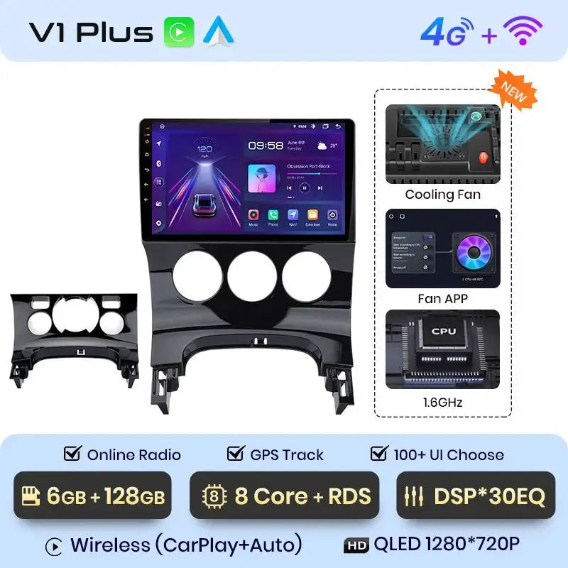 V1 Plus Car Radio For Peugeot 3008 2009 - 2015 wireless CarPlay Android Auto car intelligent systems No 2 din 2din DVD - Multigenus