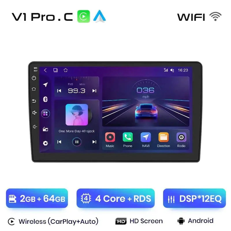 Radio samochodowe V1 Plus do Peugeot 407 (2004 - 2011) z bezprzewodowym CarPlay i Android Auto – Bez 2DIN DVD - Multigenus