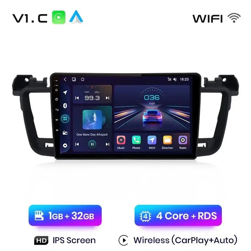 Bezprzewodowy system CarPlay i Android Auto do Peugeot 508/508SW (2011 - 2018) – inteligentne radio samochodowe, brak DVD, kompatybilność z 2 - DIN - Multigenus