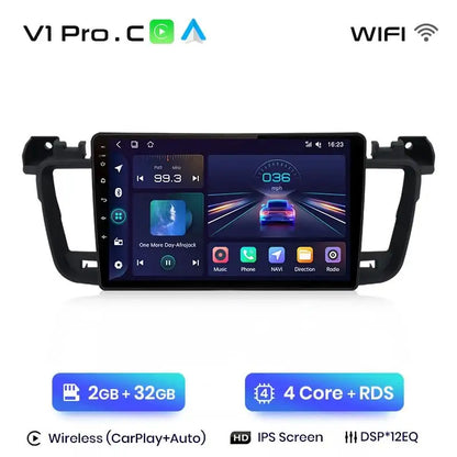 Bezprzewodowy system CarPlay i Android Auto do Peugeot 508/508SW (2011 - 2018) – inteligentne radio samochodowe, brak DVD, kompatybilność z 2 - DIN - Multigenus