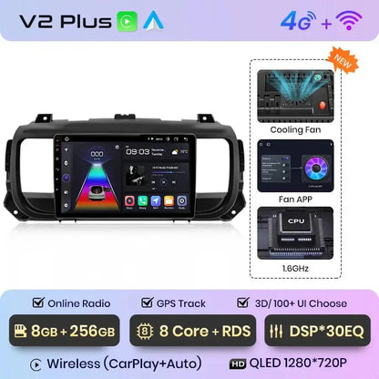 Radio samochodowe do Peugeot Expert 3, Citroen Jumpy 3, SpaceTourer (2016 - 2021) | Bezprzewodowy CarPlay i Android Auto | 2 - DIN, Bez DVD - Multigenus