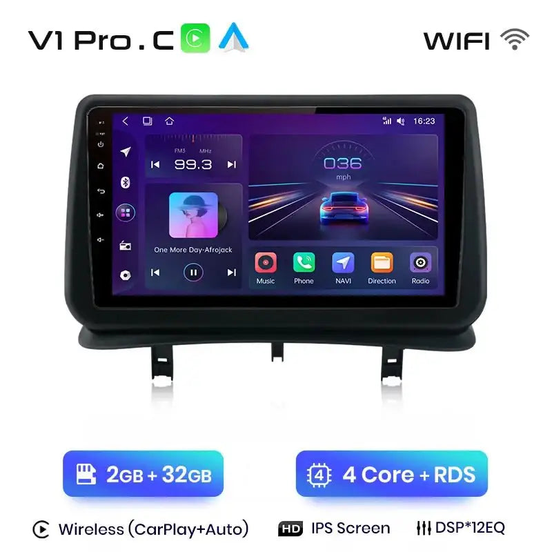 Najlepszy odtwarzacz multimedialny 2DIN Android Auto do Renault Clio 3 (2005 - 2014) z GPS i CarPlay - Multigenus