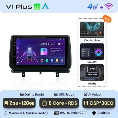 Najlepszy odtwarzacz multimedialny 2DIN Android Auto do Renault Clio 3 (2005 - 2014) z GPS i CarPlay - Multigenus