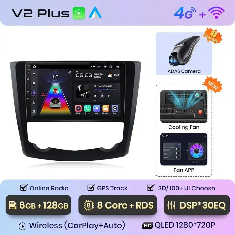Radio dla Renault Kadjar 2015 - 2019 – Bezprzewodowy CarPlay i Android Auto, System Integracyjny - Multigenus