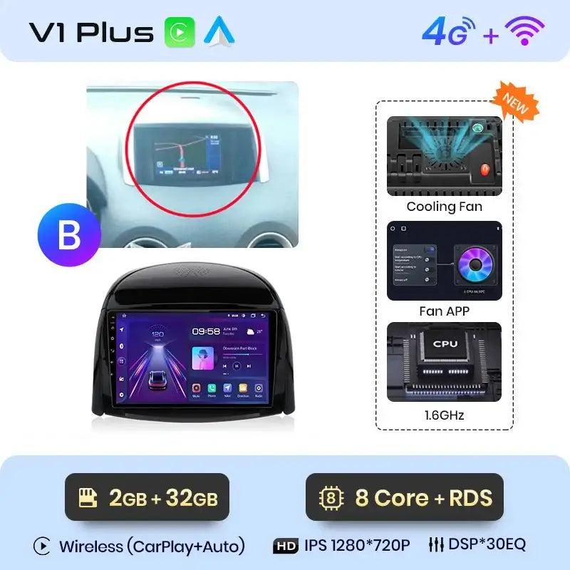 Radio Samochodowe V1 Plus do Renault Koleos (2008 - 2016) – Bezprzewodowy CarPlay i Android Auto | Ulepszony System Inteligentny - Multigenus