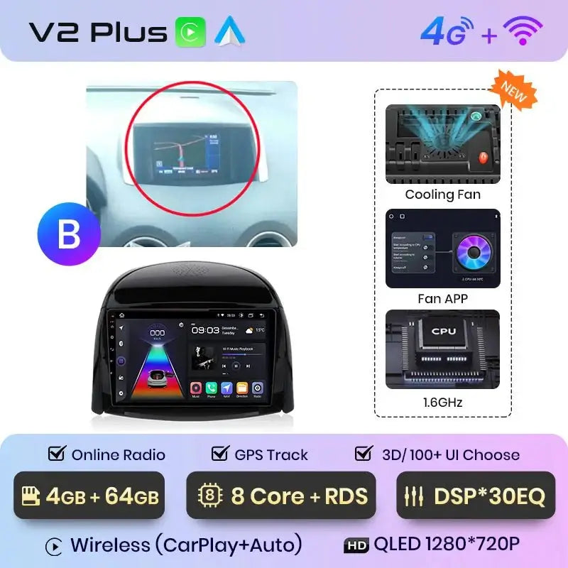Radio Samochodowe V1 Plus do Renault Koleos (2008 - 2016) – Bezprzewodowy CarPlay i Android Auto | Ulepszony System Inteligentny - Multigenus