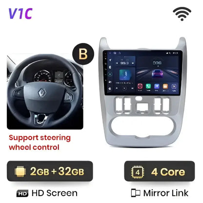 Radio nawigacja Renault Logan 1 Sandero 2009-2015 Dacia Duster Android Auto Carplay 4G GPS - Multigenus