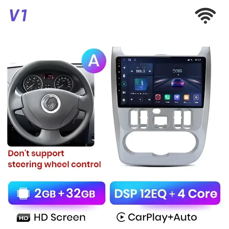 Radio nawigacja Renault Logan 1 Sandero 2009-2015 Dacia Duster Android Auto Carplay 4G GPS - Multigenus