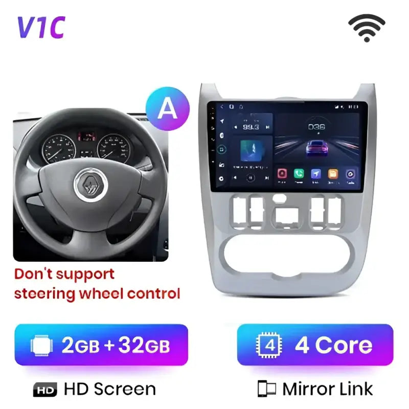 Radio nawigacja Renault Logan 1 Sandero 2009-2015 Dacia Duster Android Auto Carplay 4G GPS - Multigenus