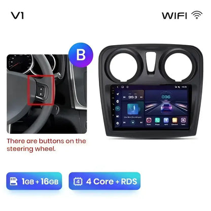 Radio nawigacja Renault Logan 2 Sandero 2014-2019 Android Auto Carplay - Multigenus
