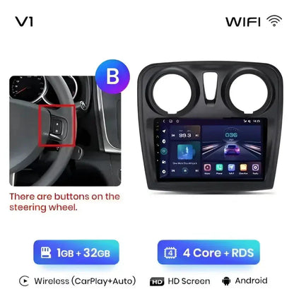 Radio nawigacja Renault Logan 2 Sandero 2014-2019 Android Auto Carplay - Multigenus