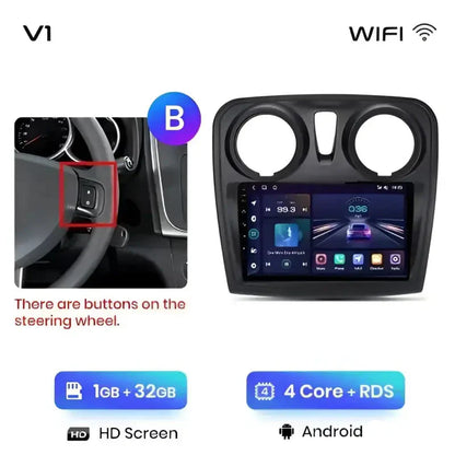 Radio nawigacja Renault Logan 2 Sandero 2014-2019 Android Auto Carplay - Multigenus