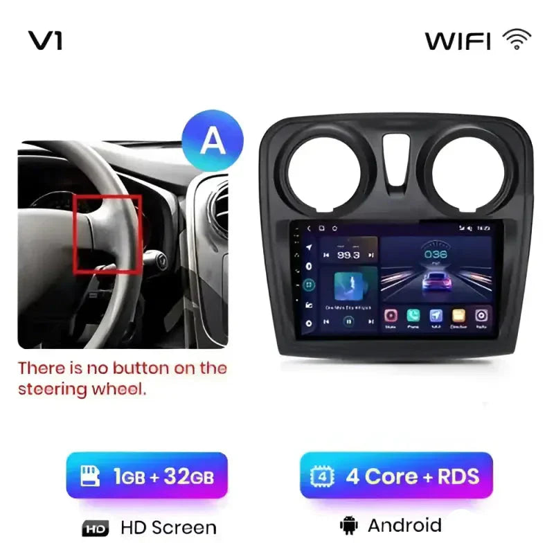 Radio nawigacja Renault Logan 2 Sandero 2014-2019 Android Auto Carplay - Multigenus