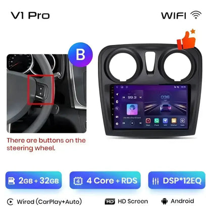 Radio nawigacja Renault Logan 2 Sandero 2014-2019 Android Auto Carplay - Multigenus