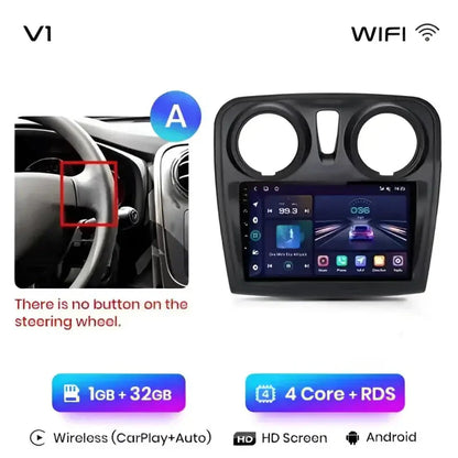 Radio nawigacja Renault Logan 2 Sandero 2014-2019 Android Auto Carplay - Multigenus