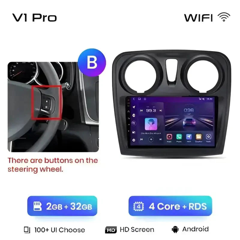Radio nawigacja Renault Logan 2 Sandero 2014-2019 Android Auto Carplay - Multigenus