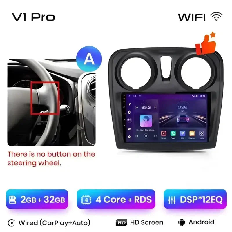 Radio nawigacja Renault Logan 2 Sandero 2014-2019 Android Auto Carplay - Multigenus