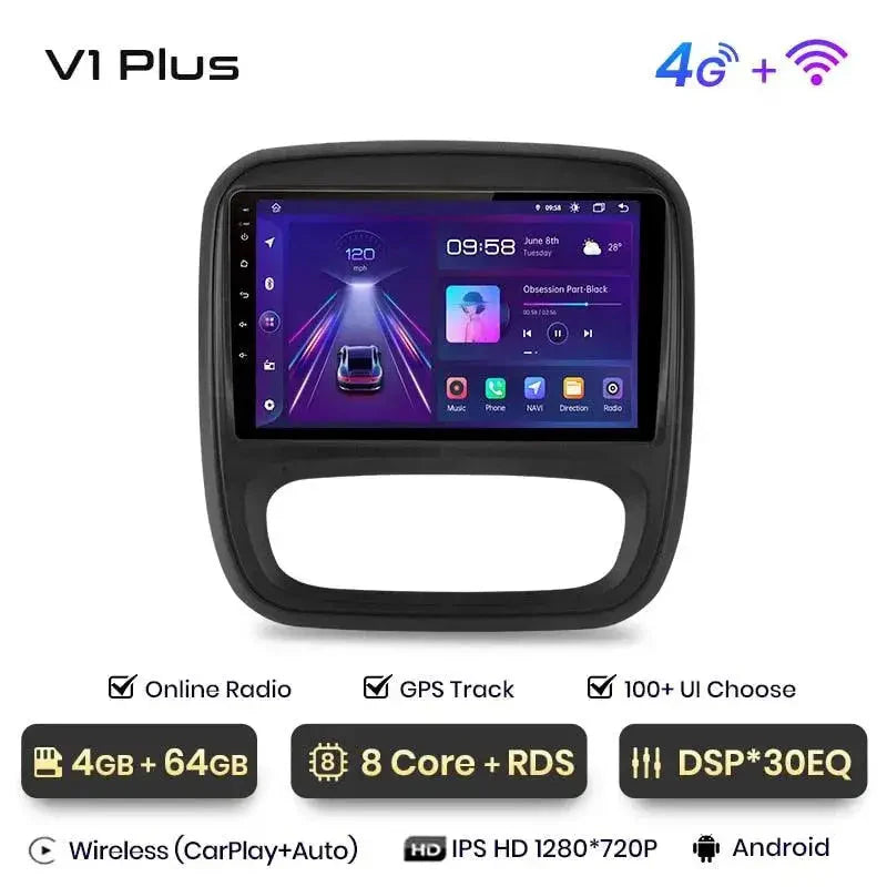 Radio nawigacja Renault Trafic 3 2014-2021 Opel Vivaro B 2014-2018 Android Auto Carplay - Multigenus