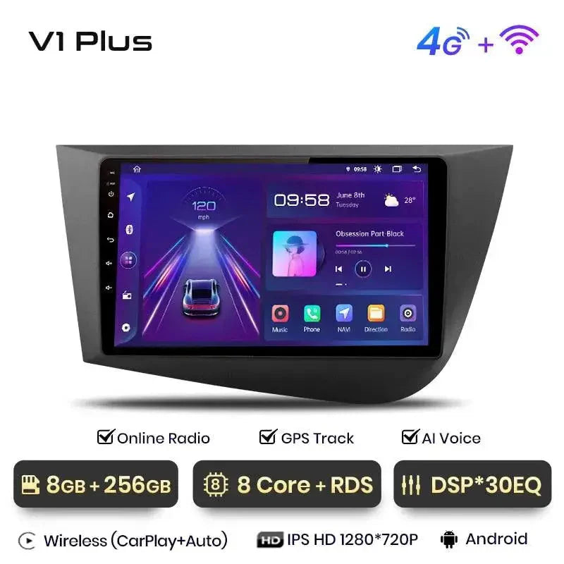Radio nawigacja Seat Leon MK2 2005-2012 4G Carplay Android auto - Multigenus