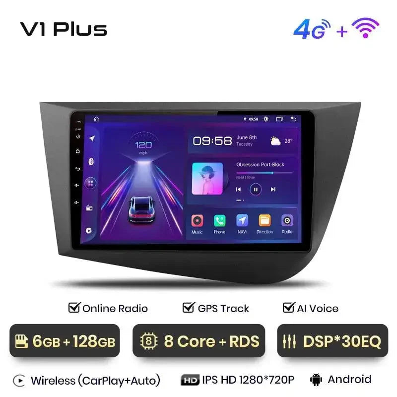 Radio nawigacja Seat Leon MK2 2005-2012 4G Carplay Android auto - Multigenus