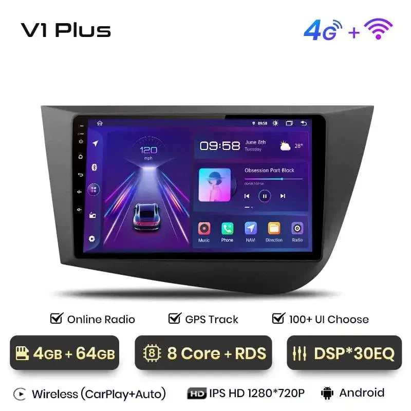 Radio nawigacja Seat Leon MK2 2005-2012 4G Carplay Android auto - Multigenus