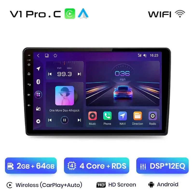 Radio Samochodowe V1 Plus do Skody Fabia 2 (2007 - 2014) – Bezprzewodowy CarPlay i Android Auto – System Multimedialny 2 DIN - Multigenus