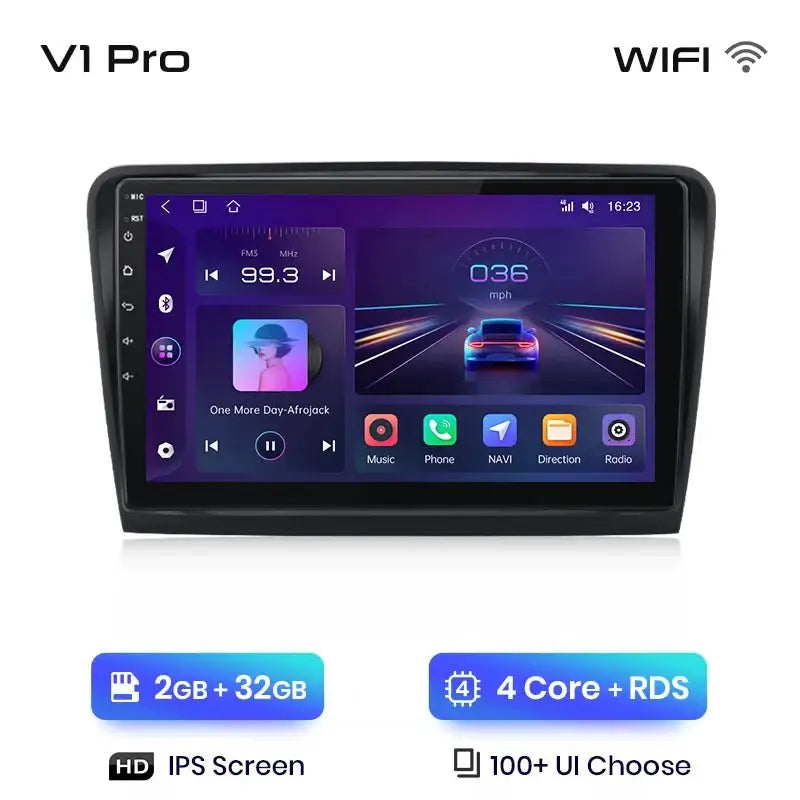 Radio samochodowe V1 Plus dla Skoda Superb 2 (2008 - 2015) - Bezprzewodowy CarPlay i Android Auto | Inteligentny system, brak DVD 2 - DIN - Multigenus