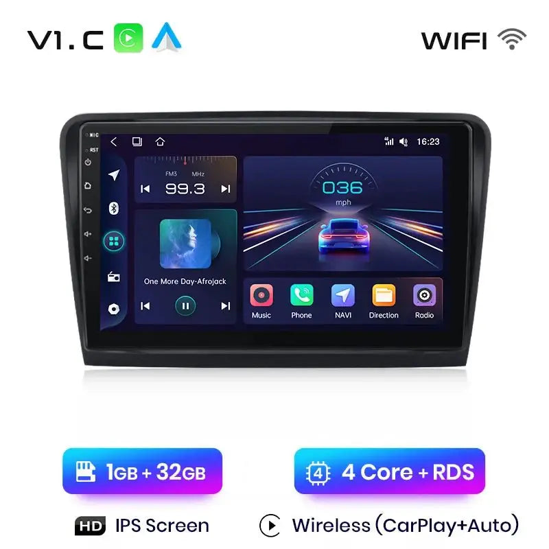 Radio samochodowe V1 Plus dla Skoda Superb 2 (2008 - 2015) - Bezprzewodowy CarPlay i Android Auto | Inteligentny system, brak DVD 2 - DIN - Multigenus