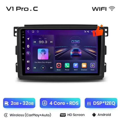 Radio nawigacja Smart Fortwo 2005 - 2010 Android Auto GPS Carplay - Multigenus