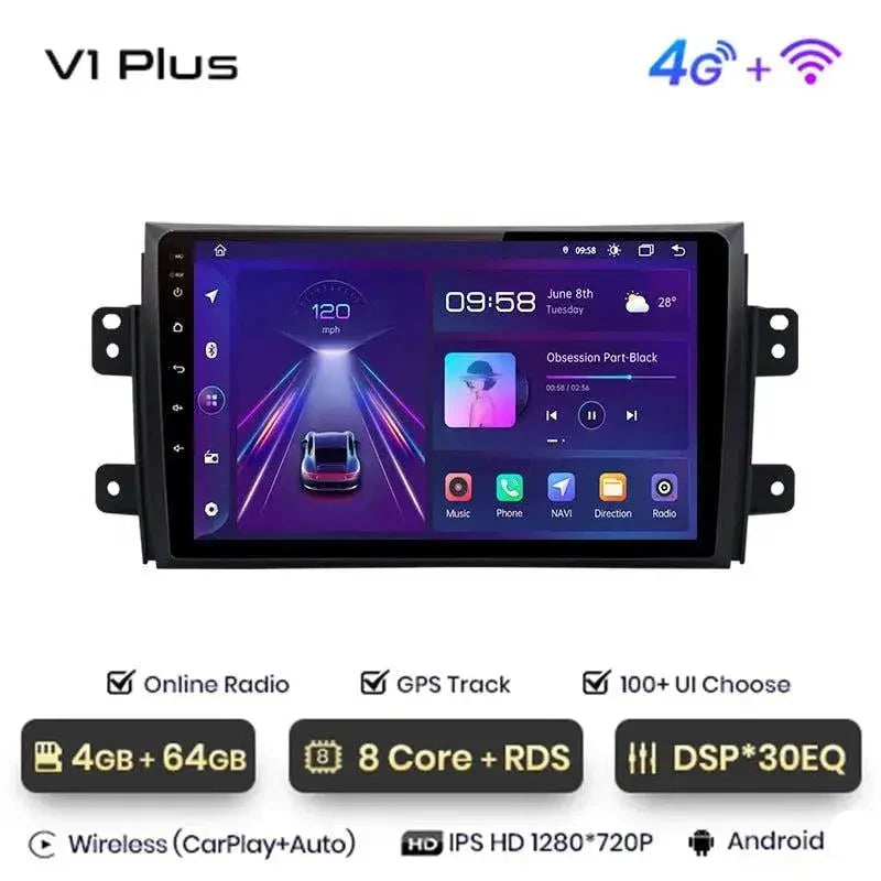 Radio nawigacja Suzuki SX4 2006-2013 Fiat Sedici 2005 - 2014 Carplay Android Auto - Multigenus