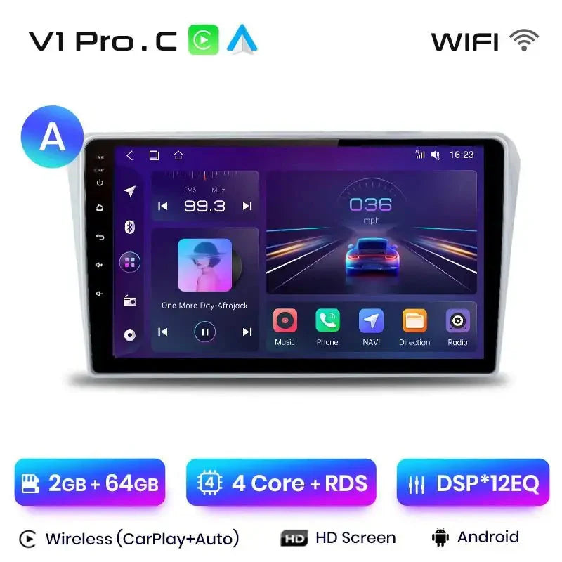 Radio do Toyota Avensis T25 od 2002 - 2008 z Bezprzewodowym CarPlay i Android Auto Multimedia GPS - Multigenus
