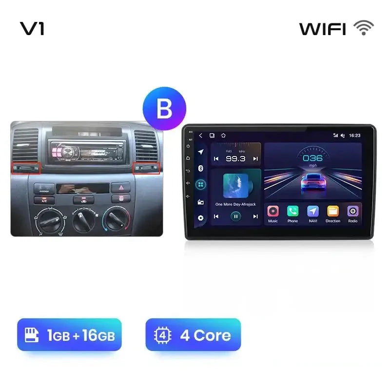 Radio do Toyota Corolla E120 E130 2000 - 2004 z Android Auto i Bezprzewodowym CarPlay - Multigenus