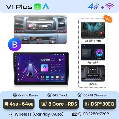 Radio Android do Toyota Corolla E120 E130 (2000-2004) CarPlay Android Auto 4G WiFi GPS DSP