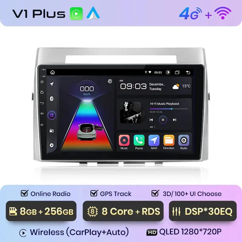 Radio Android Auto do Toyota Corolla Verso 2004 - 2009 – 2 - DIN Multimedia GPS z CarPlay - Multigenus