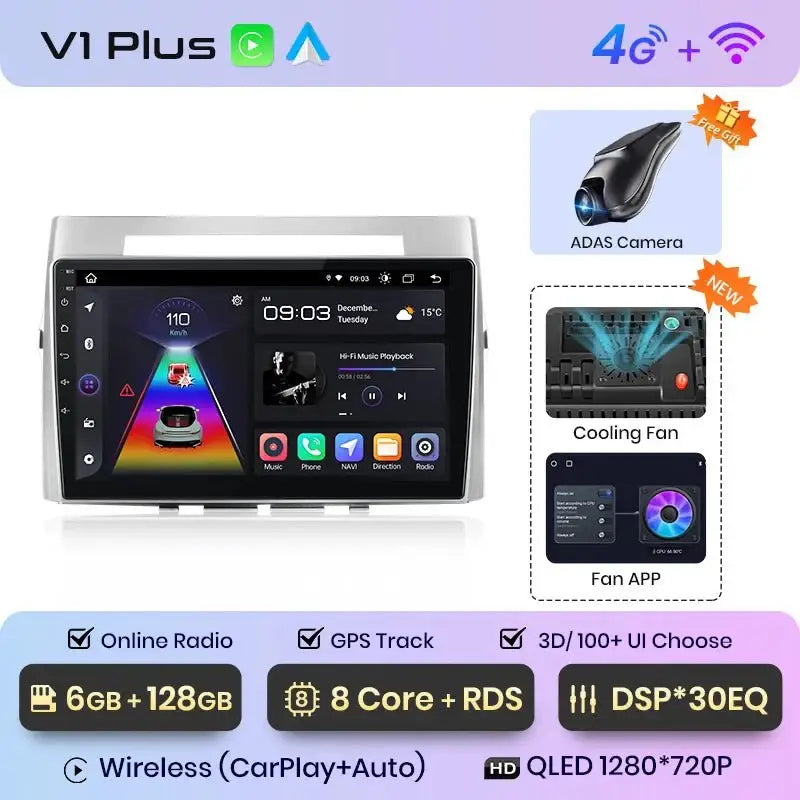 Radio Android Auto do Toyota Corolla Verso 2004 - 2009 – 2 - DIN Multimedia GPS z CarPlay - Multigenus