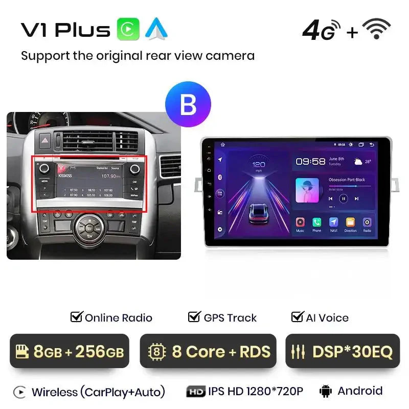 Radio dla Toyota Verso R20 od 2009 - 2018 GPS 4G z Bezprzewodowym CarPlay i Android Auto - Multigenus