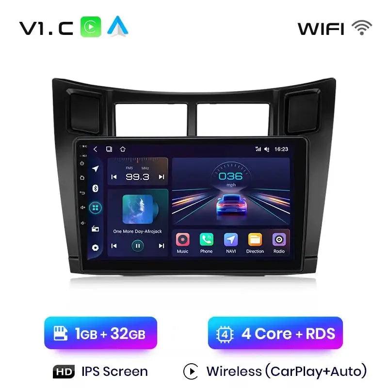 Radio samochodowe V1 Plus do Toyota Yaris 2005 - 2012 | Bezprzewodowy CarPlay i Android Auto | Inteligentny system samochodowy - Multigenus