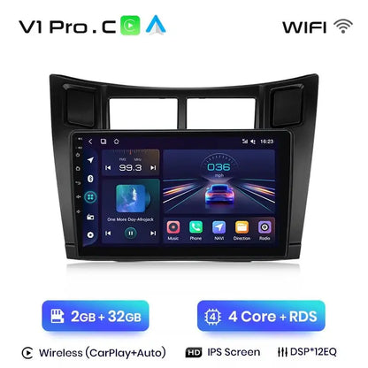 Radio samochodowe V1 Plus do Toyota Yaris 2005 - 2012 | Bezprzewodowy CarPlay i Android Auto | Inteligentny system samochodowy - Multigenus