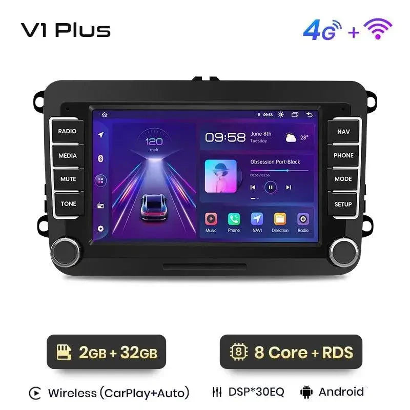 Radio nawigacja Volkswagen VW SEAT Leon Passat B6 B7 Tiguan Touran GOLF POLO Android Auto Carplay - Multigenus